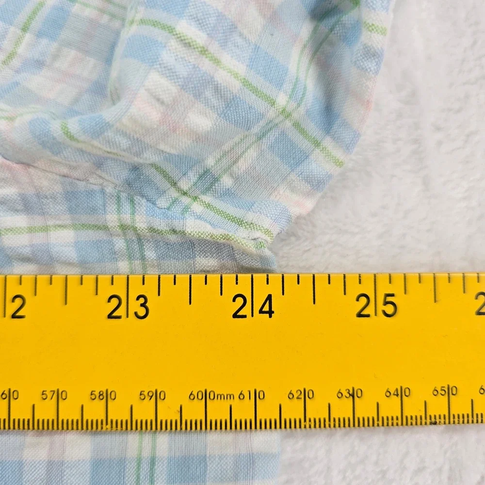 The Tog Shop Pajama Set Womens Petites 2PC Plaid Blue Ruffle Lace Cotton Blend - Picture 5 of 12